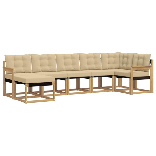 vidaXL Outdoor-Sofagarnitur mit Kissen 7-Tlg Weiß und Beige 3389687