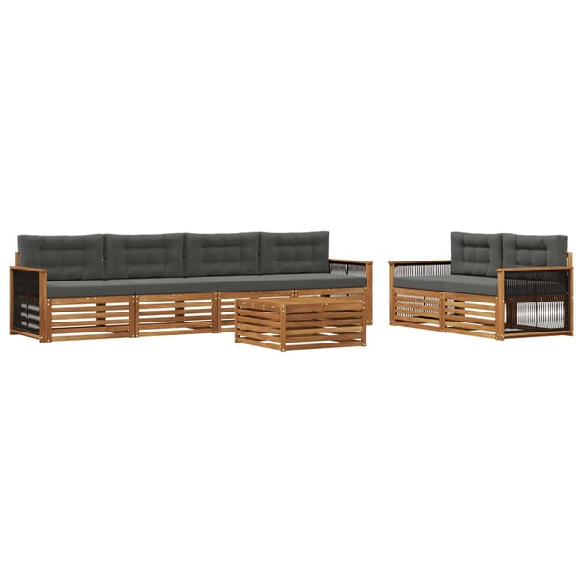 vidaXL Outdoor-Sofagarnitur mit Kissen 7 Stk Natur und Anthrazit 3383055