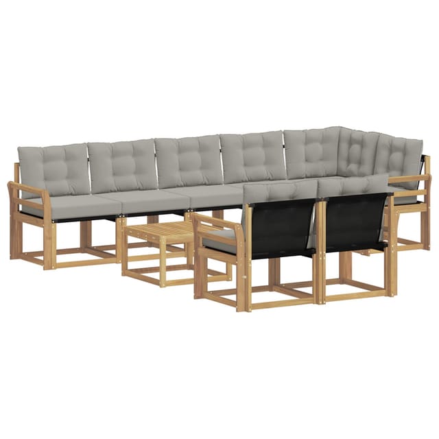 vidaXL Outdoor-Sofagarnitur mit Kissen 9-Tlg Weiß und Hellgrau 3389621