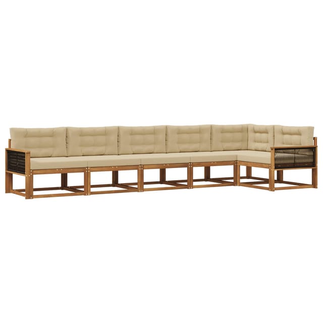 vidaXL Outdoor-Sofagarnitur mit Kissen 6 Stk Natur und Beige 3382606