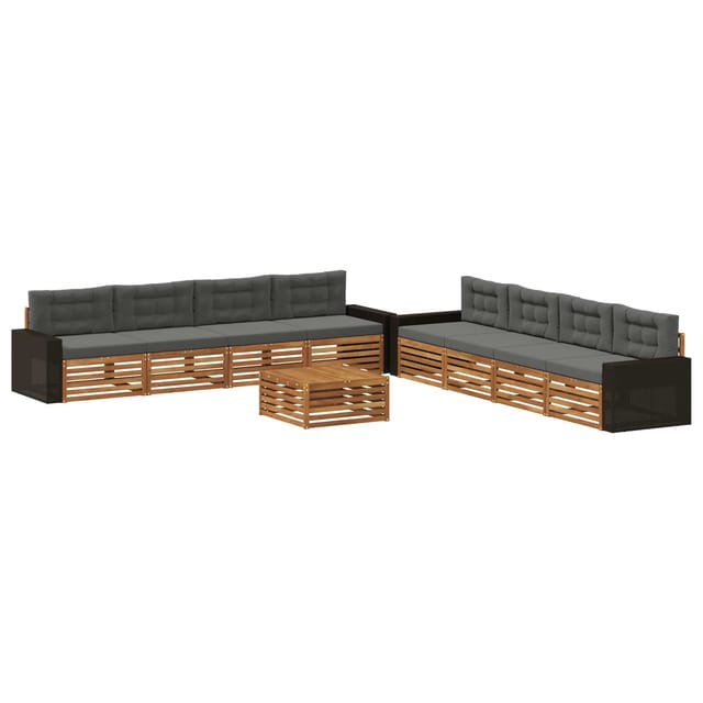 vidaXL Outdoor-Sofagarnitur 9 Stk Natur und Anthrazit Polyester 3383185