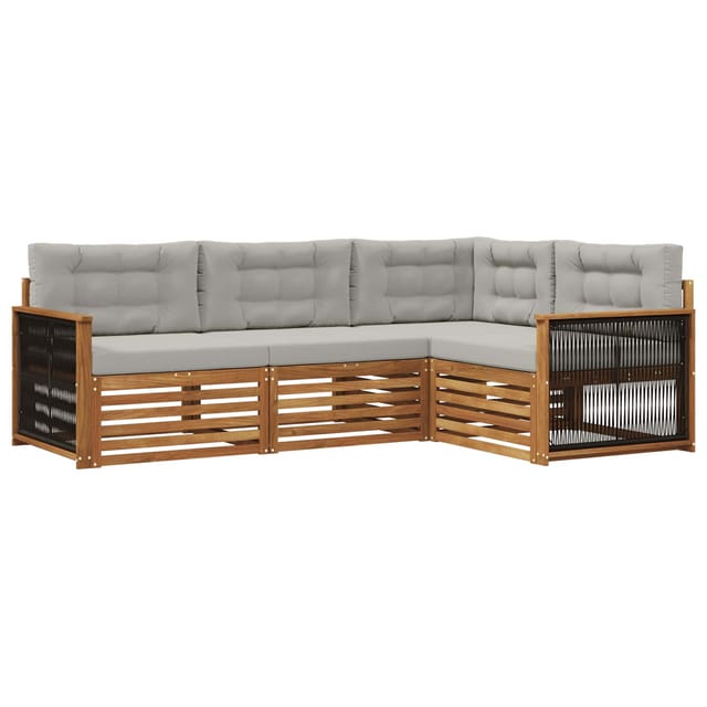 vidaXL Outdoor-Sofagarnitur mit Kissen 4 Stk Natur und Hellgrau 3383294