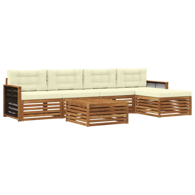 vidaXL Outdoor-Sofagarnitur mit Kissen 6 Stk Natur und Creme 3383263