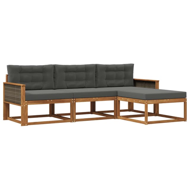 vidaXL Outdoor-Sofagarnitur mit Kissen 4 Stk Natur und Anthrazit 3382460