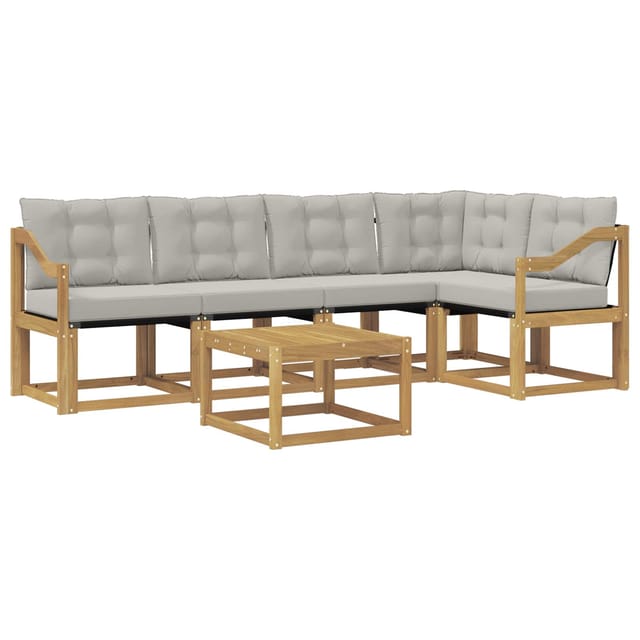 vidaXL Outdoor-Sofagarnitur mit Kissen 6-Tlg Weiß und Hellgrau 3389509