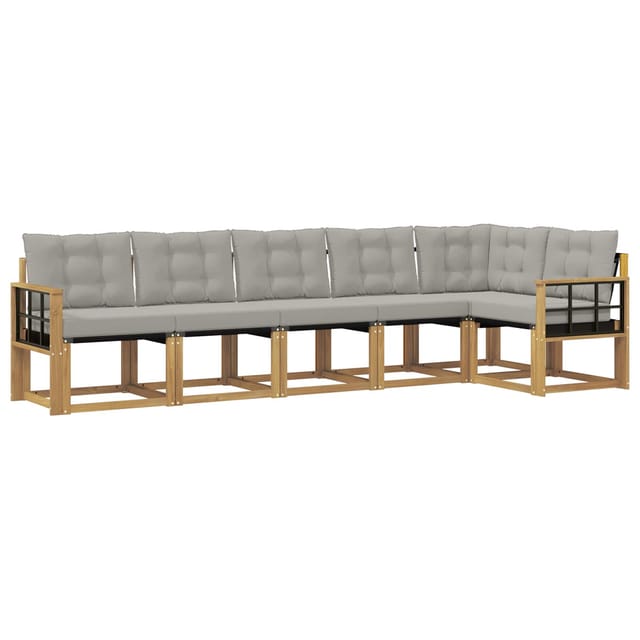 vidaXL Outdoor-Sofagarnitur mit Kissen 6-Tlg Weiß und Hellgrau 3389529