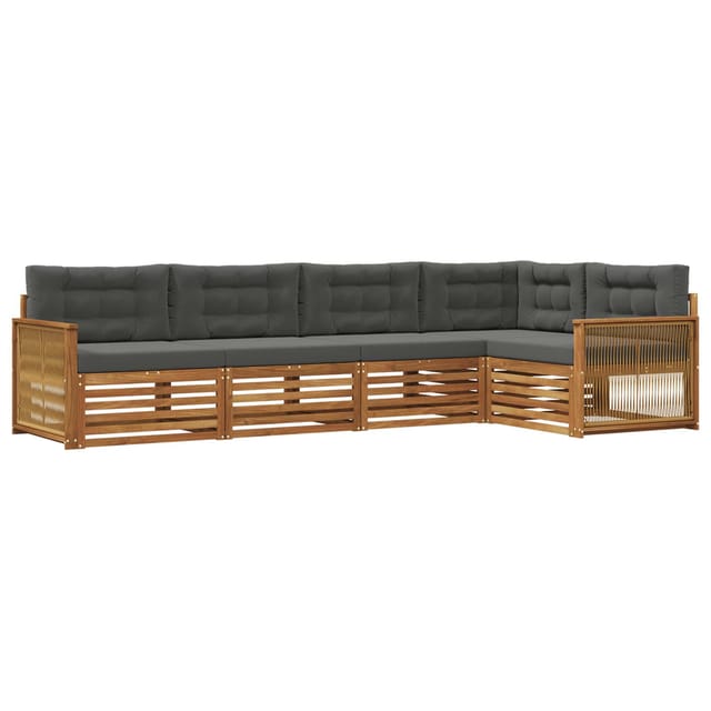 vidaXL Outdoor-Sofagarnitur mit Kissen 5 Stk Natur und Anthrazit 3383360