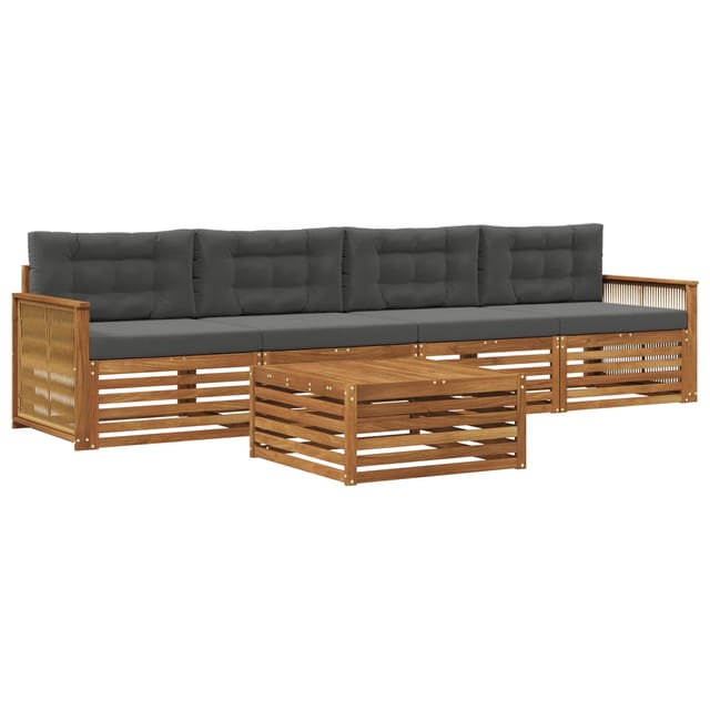 vidaXL Outdoor-Sofagarnitur mit Kissen 5 Stk Natur und Anthrazit 3383000