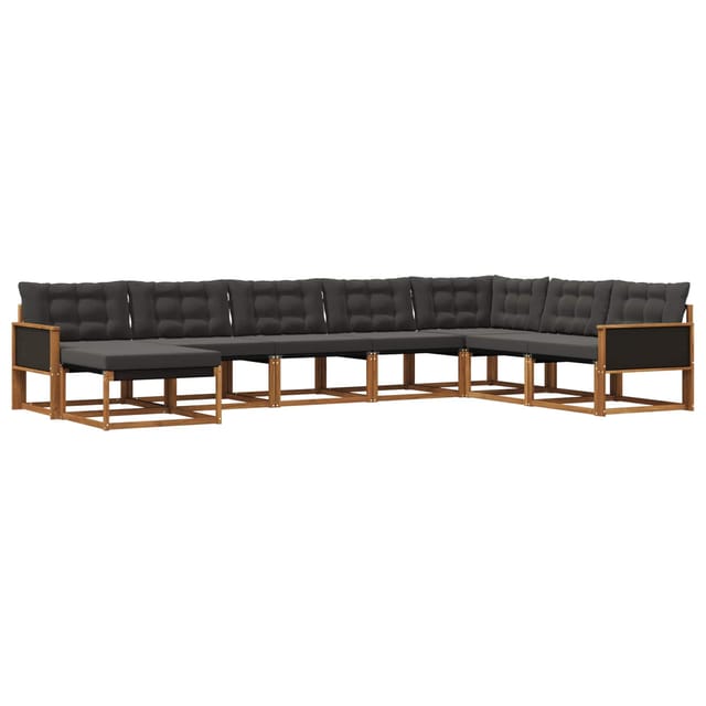 vidaXL Outdoor-Sofagarnitur mit Kissen 8 Stk Natur und Schwarz 3381608