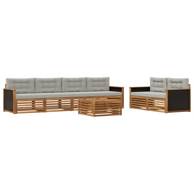 vidaXL Outdoor-Sofagarnitur 7 Stk Natur und Hellgrau Polyester 3383044