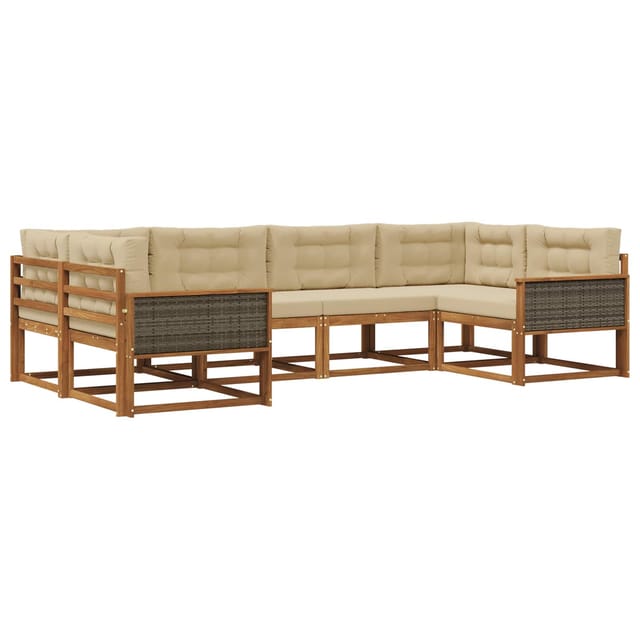 vidaXL Outdoor-Sofagarnitur mit Kissen 6 Stk Natur und Beige 3382841