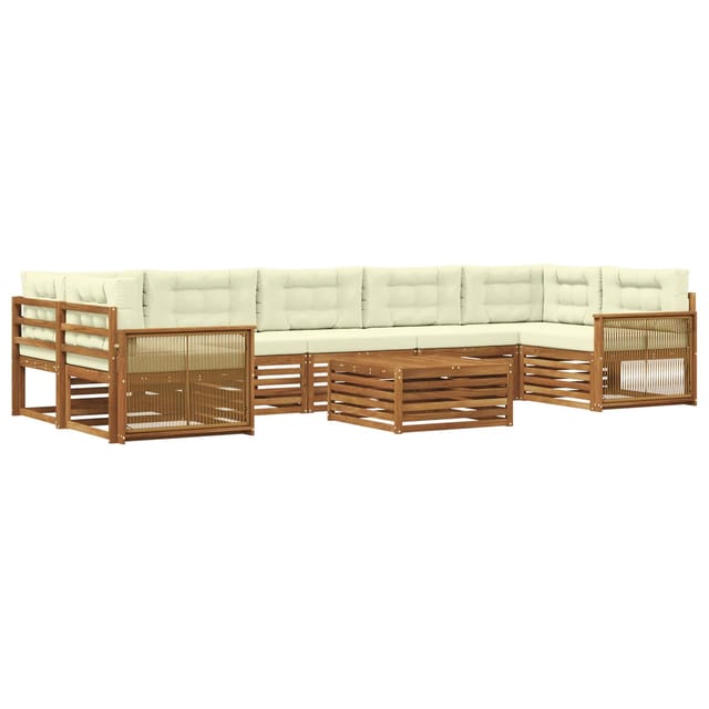 vidaXL Outdoor-Sofagarnitur mit Kissen 8 Stk Natur und Creme 3383148