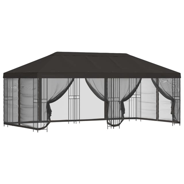vidaXL Pavillon mit Seitenwänden 6 x 3 m Anthrazit Polyester und Stahl 3375996