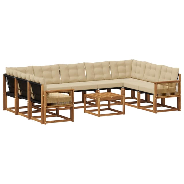 vidaXL Outdoor-Sofagarnitur mit Kissen 10 Stk Natur und Beige 3382229