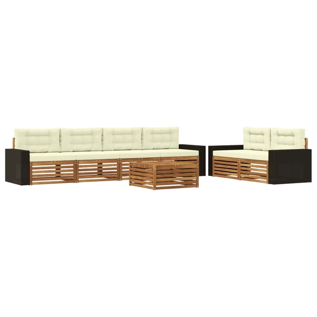 vidaXL Outdoor-Sofagarnitur mit Kissen 7 Stk Natur und Creme Polyester 3383063