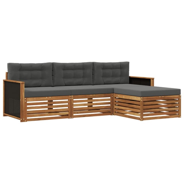 vidaXL Outdoor-Sofagarnitur 4 Stk Natur und Anthrazit Polyester 3383195