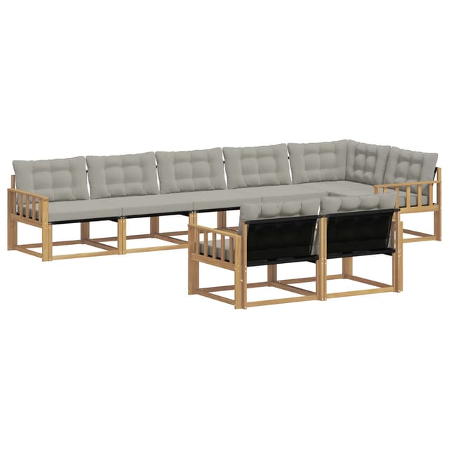 vidaXL Outdoor-Sofagarnitur mit Kissen 8-Tlg Weiß und Hellgrau 3388801