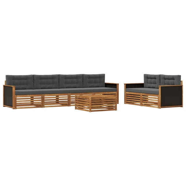 vidaXL Outdoor-Sofagarnitur 7 Stk Natur und Anthrazit Polyester 3383045