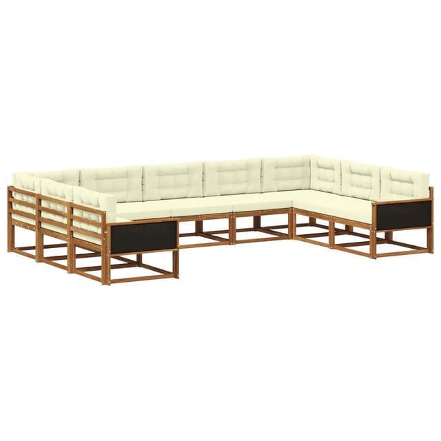 vidaXL Outdoor-Sofagarnitur mit Kissen 9 Stk Natur und Creme 3382873