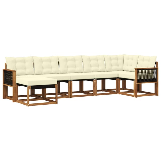 vidaXL Outdoor-Sofagarnitur mit Kissen 7 Stk Natur und Creme 3382094