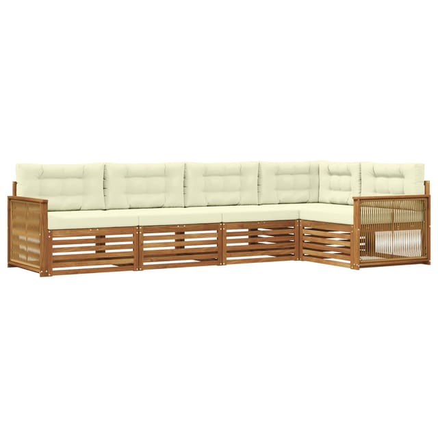 vidaXL Outdoor-Sofagarnitur mit Kissen 5 Stk Natur und Creme 3383358