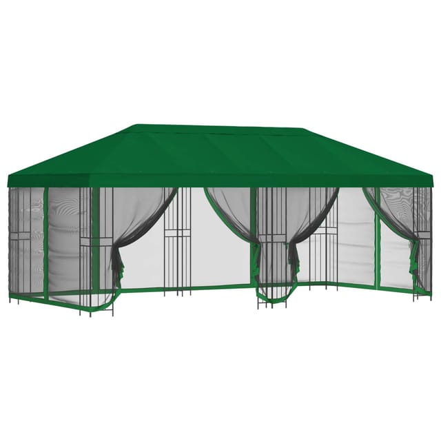 vidaXL Pavillon mit Seitenwänden 6 x 3 m Grün Polyester und Stahl 190 3375998