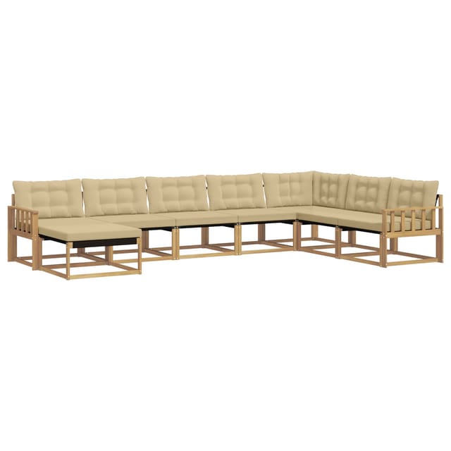 vidaXL Outdoor-Sofagarnitur mit Kissen 8-Tlg Weiß und Beige 3388971
