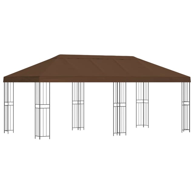 vidaXL Pavillon mit Seitenwänden 6 x 3 m Braun Polyester und Stahl 190 3375993