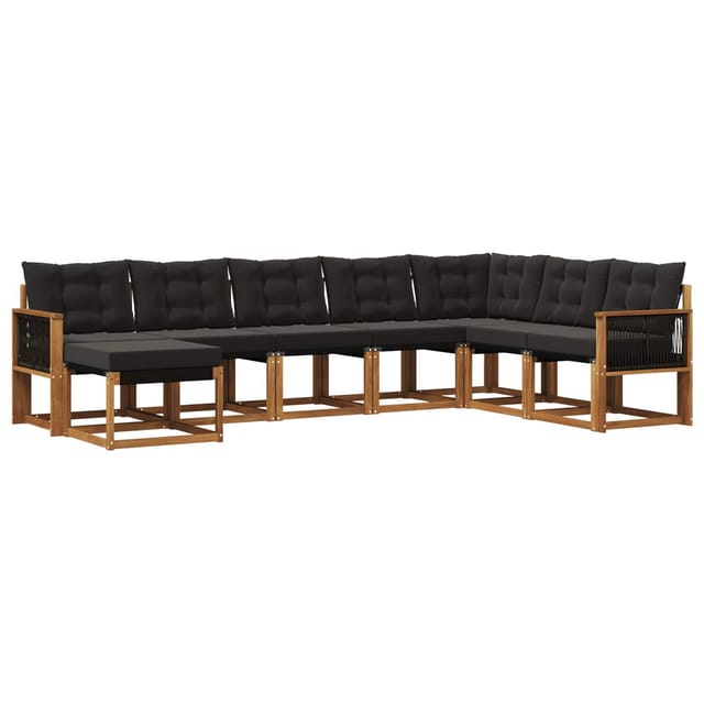 vidaXL Outdoor-Sofagarnitur mit Kissen 8 Stk Natur und Schwarz 3382144