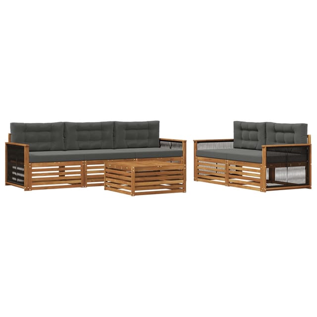 vidaXL Outdoor-Sofagarnitur mit Kissen 6 Stk Natur und Anthrazit 3383025