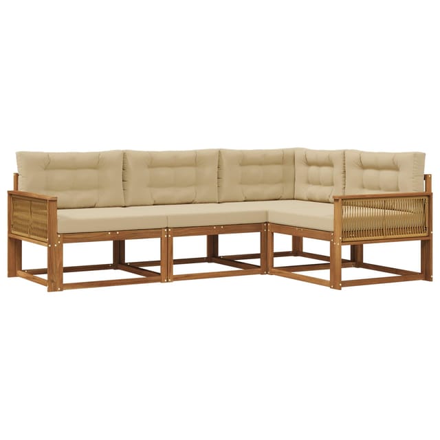 vidaXL Outdoor-Sofagarnitur mit Kissen 4 Stk Natur und Beige 3382531
