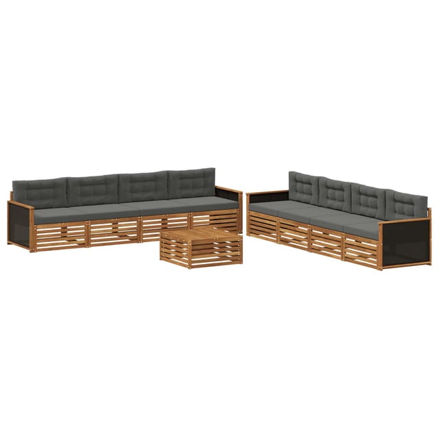 vidaXL Outdoor-Sofagarnitur 9 Stk Natur und Anthrazit Polyester 3383165