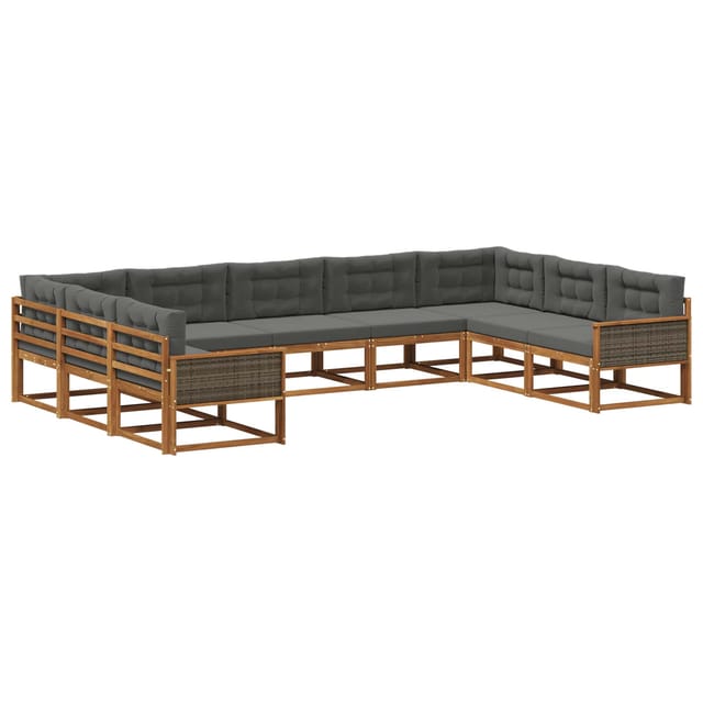 vidaXL Outdoor-Sofagarnitur mit Kissen 9 Stk Natur und Anthrazit 3382880