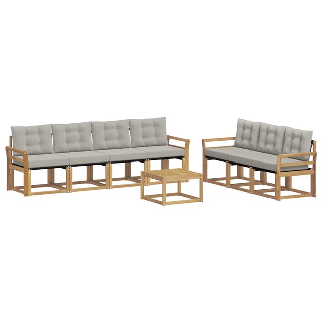 vidaXL Outdoor-Sofagarnitur mit Kissen 8-Tlg Weiß und Hellgrau 3389285