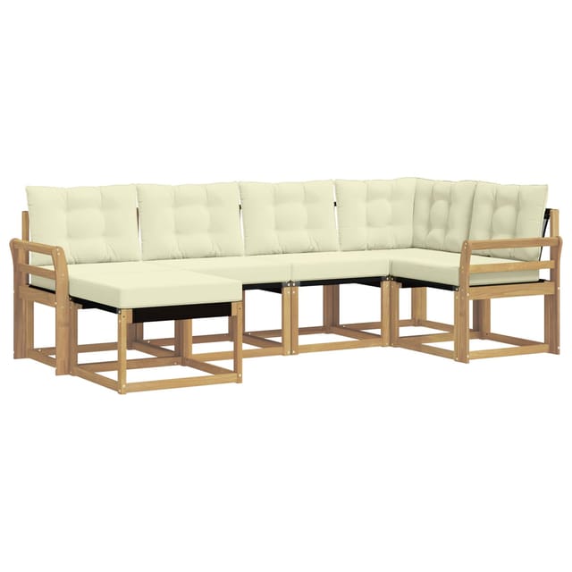 vidaXL Outdoor-Sofagarnitur mit Kissen 6-Tlg Weiß und Creme 3389644