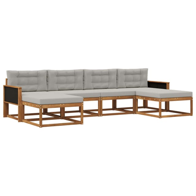 vidaXL Outdoor-Sofagarnitur mit Kissen 6 Stk Natur und Hellgrau 3382774
