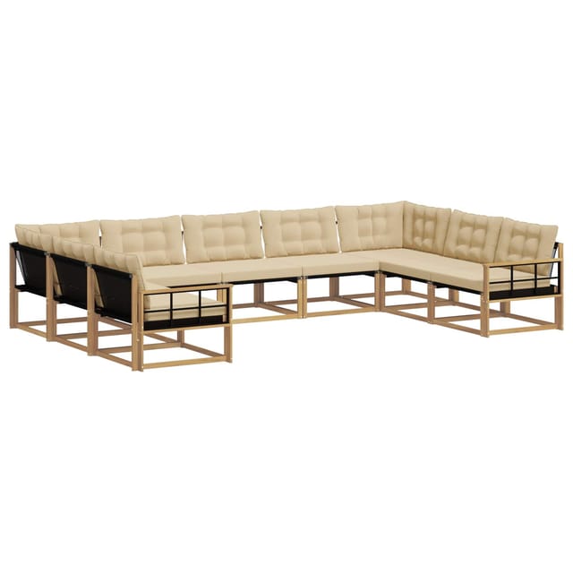 vidaXL Outdoor-Sofagarnitur mit Kissen 9-Tlg Weiß und Beige 3389075