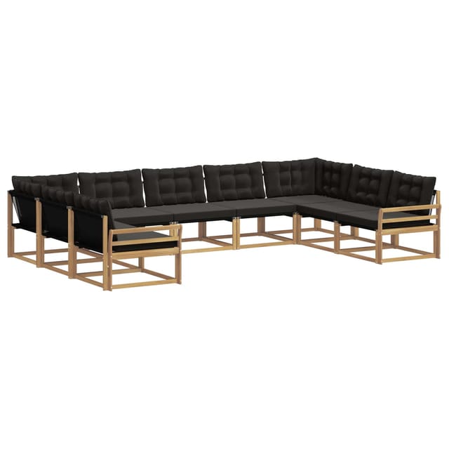 vidaXL Outdoor-Sofagarnitur mit Kissen 9-Tlg Weiß und Schwarz 3389070