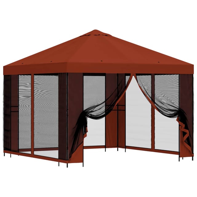vidaXL Garten Pavillon mit Seitenwänden 3 x 3 m Terrakotta 900364