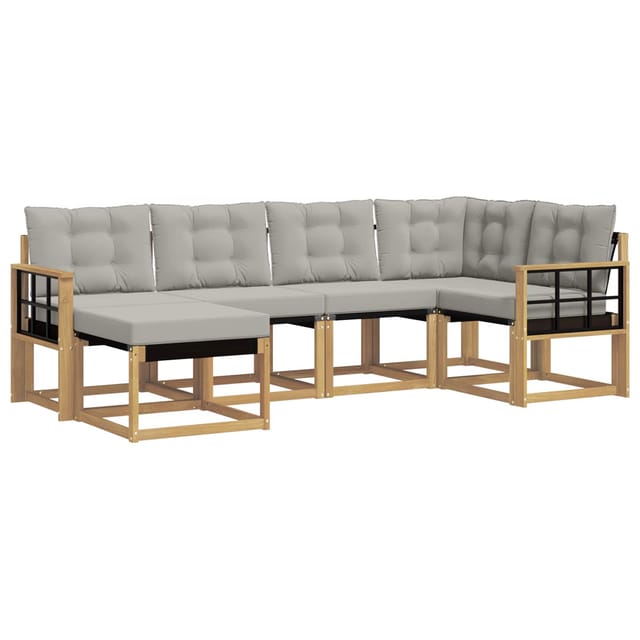 vidaXL Outdoor-Sofagarnitur mit Kissen 6-Tlg Weiß und Hellgrau 3389649