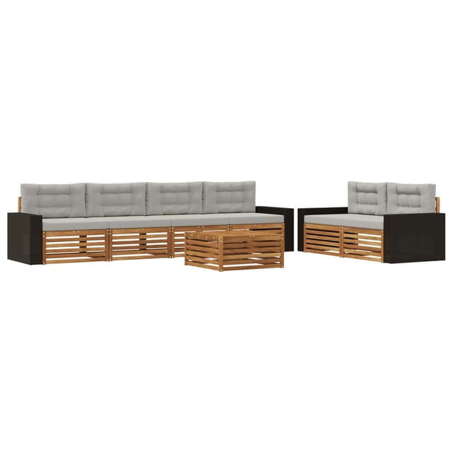 vidaXL Outdoor-Sofagarnitur 7 Stk Natur und Hellgrau Polyester 3383064