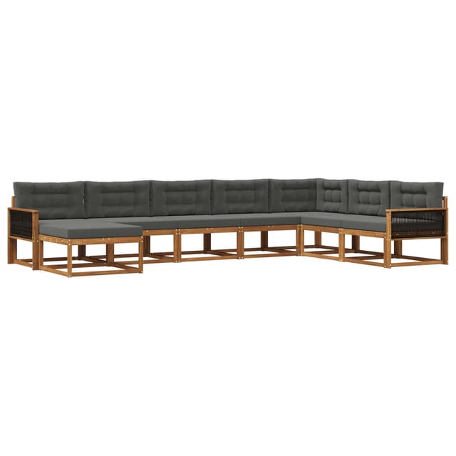 vidaXL Outdoor-Sofagarnitur mit Kissen 8 Stk Natur und Anthrazit 3382805