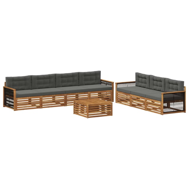 vidaXL Outdoor-Sofagarnitur mit Kissen 8 Stk Natur und Anthrazit 3383115