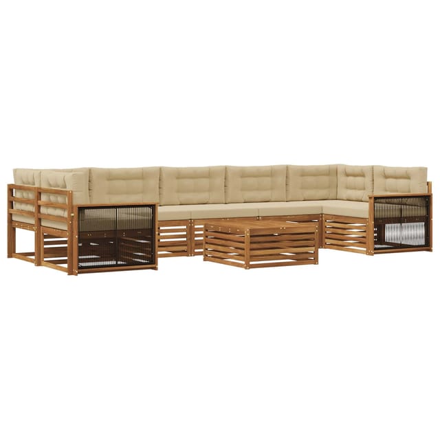 vidaXL Outdoor-Sofagarnitur mit Kissen 8 Stk Natur und Beige 3383146