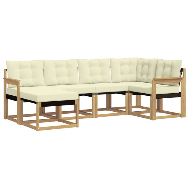 vidaXL Outdoor-Sofagarnitur mit Kissen 6-Tlg Weiß und Creme 3389636