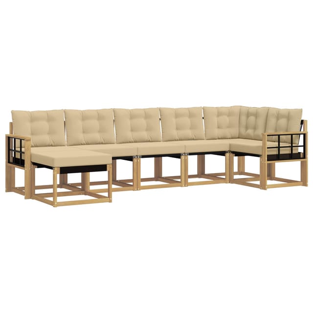 vidaXL Outdoor-Sofagarnitur mit Kissen 7-Tlg Weiß und Beige 3389699