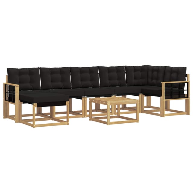 vidaXL Outdoor-Sofagarnitur mit Kissen 8-Tlg Weiß und Schwarz 3389722