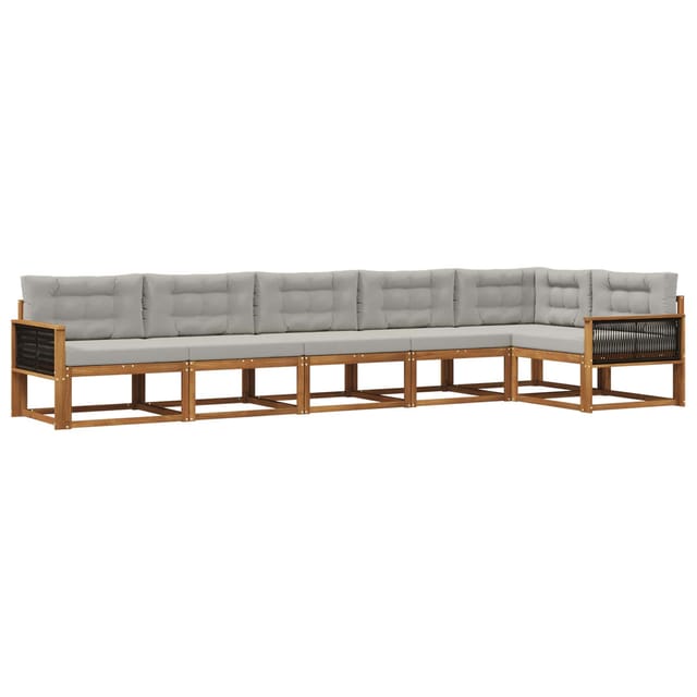 vidaXL Outdoor-Sofagarnitur mit Kissen 6 Stk Natur und Hellgrau 3382604