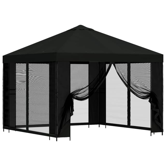 vidaXL Garten Pavillon mit Seitenwänden 3 x 3 m Schwarz 900370