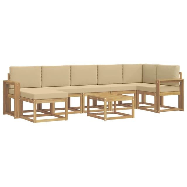 vidaXL Outdoor-Sofagarnitur mit Kissen 8-Tlg Weiß und Beige Polyester 3387987